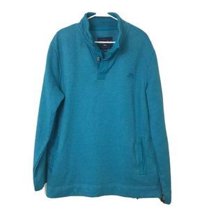 Weird Fish Folk Button Pullover Sweatshirt Blue, Sz XL